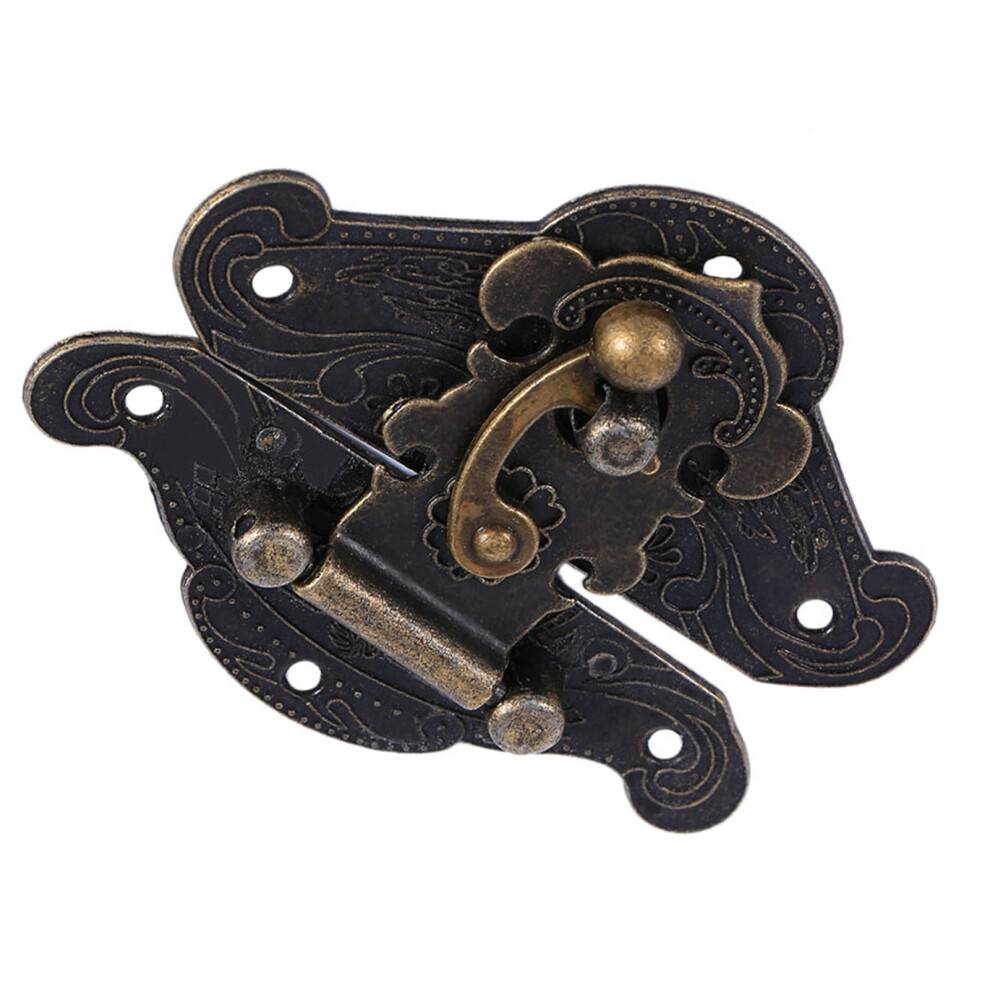 Retro Latch Box Lock Brass Vintage Chinese Style Hasp Cabinet Clasp Drawer Catch 8411393150463