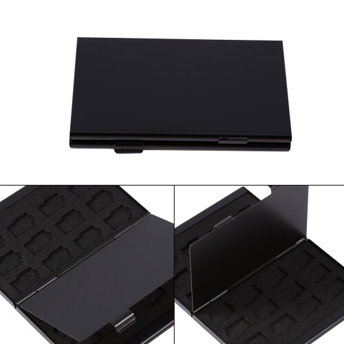 Aluminium 24TF Card Holder Black, 2-Layer, Compact & Durable