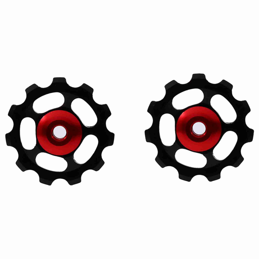 2Pcs Aluminum Alloy 11T Cnc Bicycle Rear Derailleur Pulley + Black/Red 7891393073183