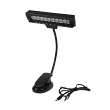 Portable 10 LED Clip-On and Desk Light for Music and Reading, Black