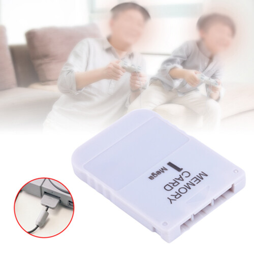 1MB White Memory Card for PS1 - Portable & Compatible 2