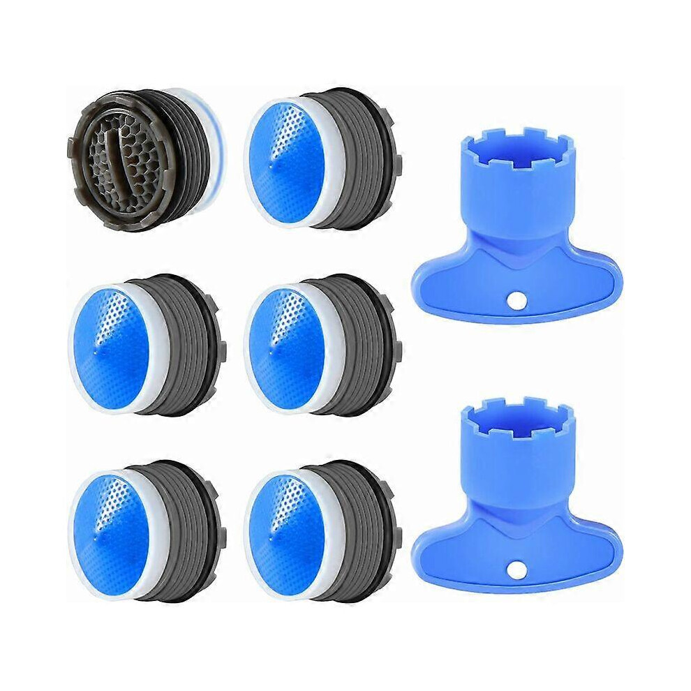6Pcs, M18.5 Aerator, Kitchen Bathroom Nozzle, Plastic Sink Faucet Aerator For Water Saving With 2 Keys, Blue 6935161792140
