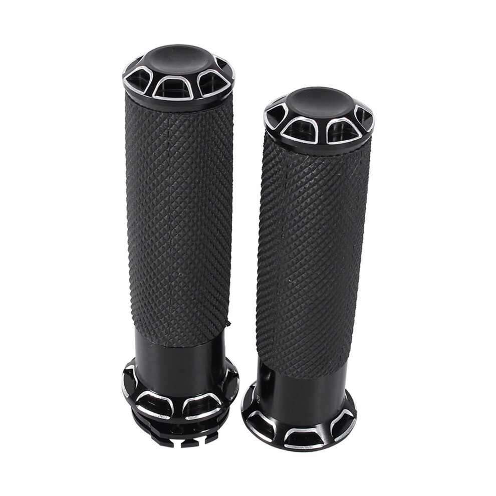 Motorcycle Handlebar Grips 1" 25Mm Cnc Alloy For Touring & Comfort Black 9391393076033