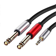 3,5 mm zu Dual 6,5 mm Adapter Klinkenbuchse Audiokabel 3,5 zu 6,5 AUX Kabel 3,5 Jack Splitter für den Gitarrenmixer