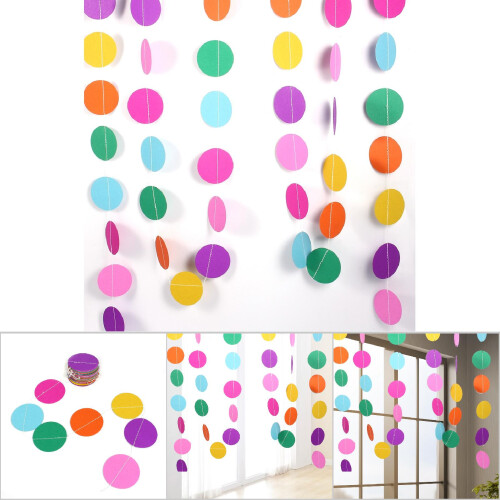 Rainbow Paper Dot Garland 4m Party Decoration