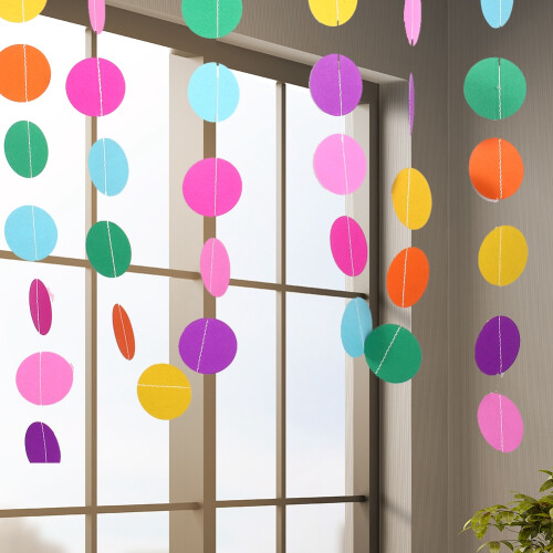 4m Colourful Circle Paper Garland Decoration