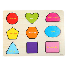 Children's Wooden Geometry Puzzle Educational Toy, Bright Colors
