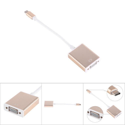 USB-C to VGA Adapter, Aluminum Case, Gold, 25cm 2