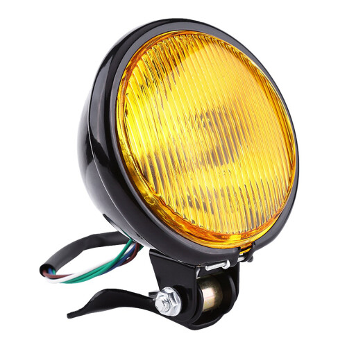 5" Amber Motorcycle Headlight Bulb for Custom Bikes, 12V, Round 2