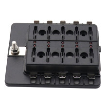10 Way Blade Box Holder with LED Warning Light for Car Marine 12V/24V