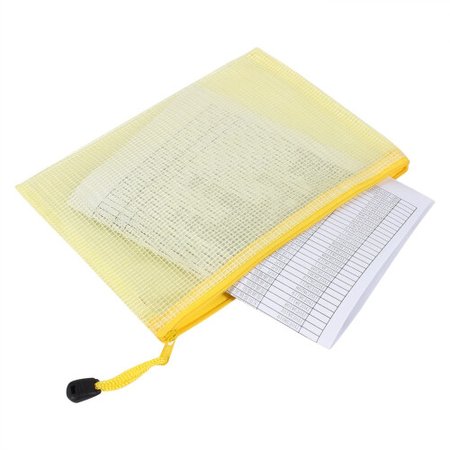 A5 Plastic Zipper Bags File Folder Durable Waterproof Yellow 2