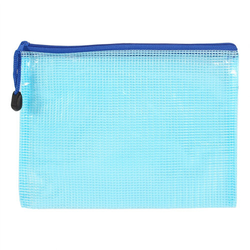 A5 Plastic Zipper Bags Blue - Lightweight Document Folders & Storage