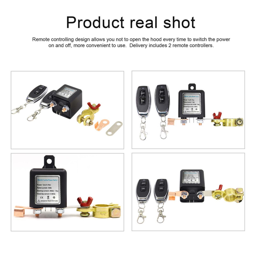 12V Car Battery Isolator Switch With 2 Remote Controllers, 200A Black 3141393164966