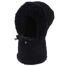 Windproof Warm Knitted Hooded Outdoor Sports Plush Visors-Black