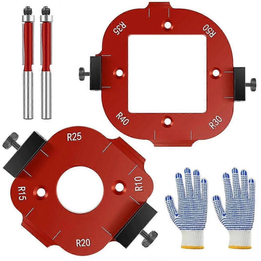 Router Corner Radius Template,2Pcs Radius Jig Router Templates For Woodworking, Aluminum Alloy Router Corner Jigs 6935161855425