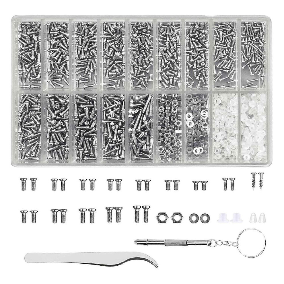 Glasses Repair Tool Kit 1000Pcs Glasses Screws And Nuts Assortment With Mini Screwdriver And Tweezer Screws Repair Kit 6935161845068