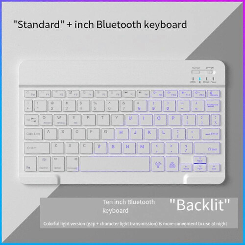 Teclado retroiluminado de 10 polegadas Bluetooth, teclado protable mini mute para telemóveis, tablets e portáteis, teclado sem fios b 1