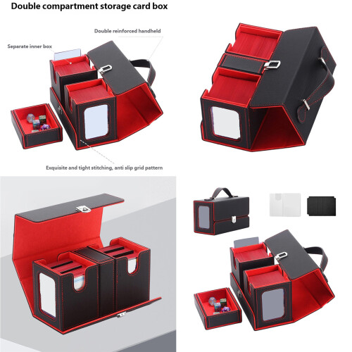 Premium Card Deck Box for Commander Lock Mechanism-black green 1
