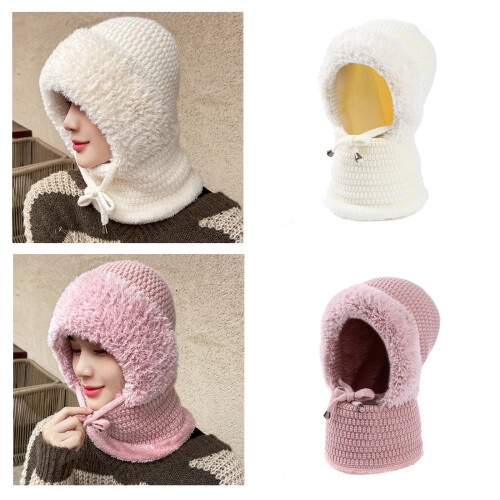Knitted Lined Winter Visors with Adjustable Minimalists-White 2