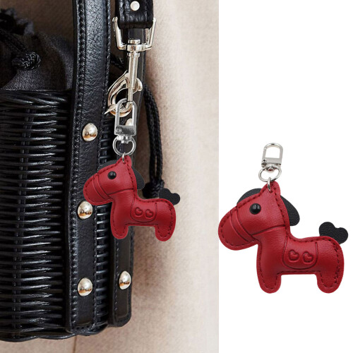 2Pcs Adorable Horse Charm Key Ring PU Leather Multipurpose-3 2