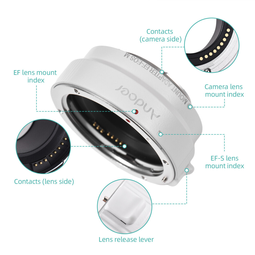Ef-Eosm Lens Mount Adapter For Canon Ef/Ef-S To Eos M Cameras, Aluminum, 125G 7671393168764