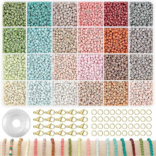 3mm Glas-Samenperlen zum Armbandbasteln, 24-farbiges Perlenarmbandset, DIY-Kunsthandwerk für Kinder von 6 bis 1 Jahren