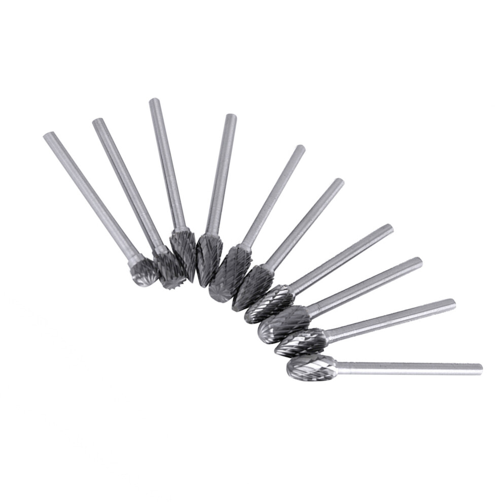 Set of 10 Tungsten Carbide Burrs for Rotary Tools