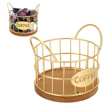 Large Wooden Coffee Capsule Storage Basket, Iron Frame, Easy Cleanup