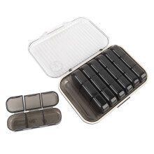 7-Day Portable Medication Organizer, 21-Grid Plastic Box, Dark Gray