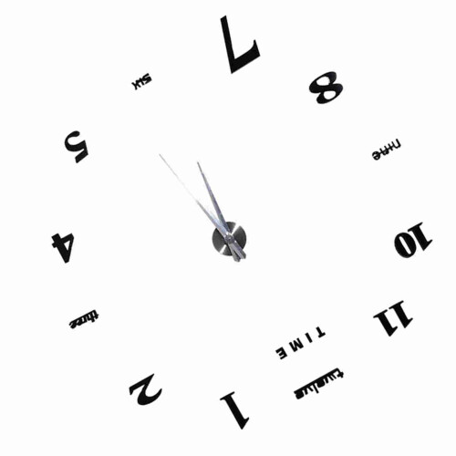 Modern DIY Large Wall Clock Kit - 3D Mirror Surface Sticker for Home & Office 1