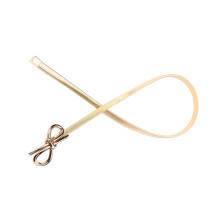 Women’s Elastic Bow Clasp Skinny Belt Gold/Silver 66cm Waist Strap