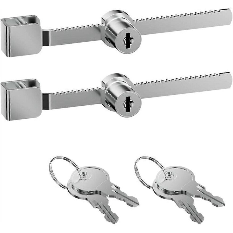 Sliding Glass Door Ratchet Lock With Chrome Finish, Fits 4-8Mm Glass, Secure Showcase Display Case Lock, 2 Pack 6935161835625
