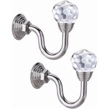 2 Teile Kristallhaken Klassischer Bindungsanschluss auf Metallsockel Quastenvorhang Zubehör Bügel Dekoration Silber