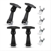 4 Teile: elastischer Edelstahl-Gummihaubenfang, flexibler T-Griff-Haspen, Gummi, flexibler Zugverschluss