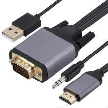 1080P HDMI-kompatibel mit VGA-Adapterkabel 1,8m Datenkabel 10 Gbps HD-Bildschirmkabel mit Audiokabel und Stromkabel