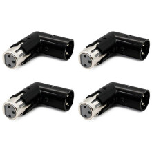 4Pcs 3-polige XLR-Winkeladapter Verstellbarer Männchen-zu-Weibchen XLR 90-Grad-Adapter 3-polige Nickel-Beschichtungssteckdose für Audio