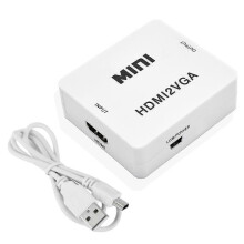 1080P HDMI-kompatibel mit VGA-Adapter-Konverter für PC, Laptop, TV, Box, Computerdisplay-Projektor weiß