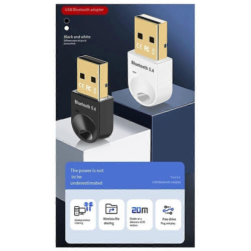 Ασύρματος προσαρμογέας Bluetooth για υπολογιστή Bluetooth 5.4 USB Dongle Δέκτης Bluetooth για ηχείο 2