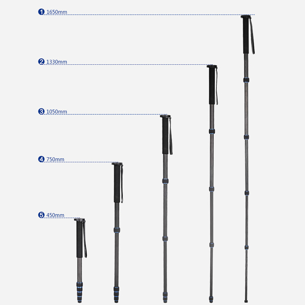 5-Section Carbon Fiber Dslr Monopod 165Cm Lightweight Walking Stick 9431393092388