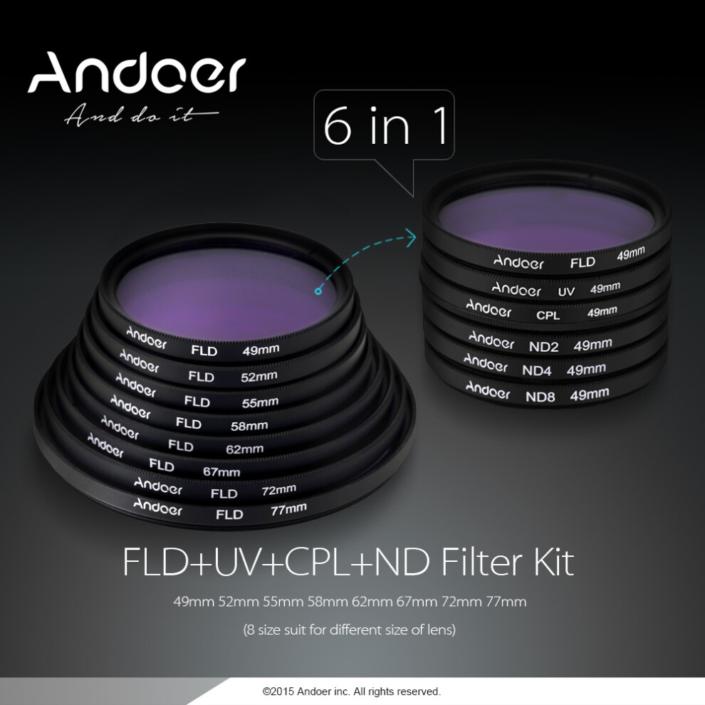 Photography Filter Kit 67Mm Uv Cpl Fld Nd2 Nd4 Nd8 For Dslr Cameras 5061393092749
