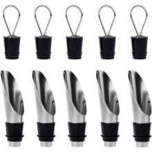 KINZON 5 Packs 2-in-1 Edelstahlflaschen Ausguss und Arationsdose mit Deckel – Flasche und Wein Geschenkset