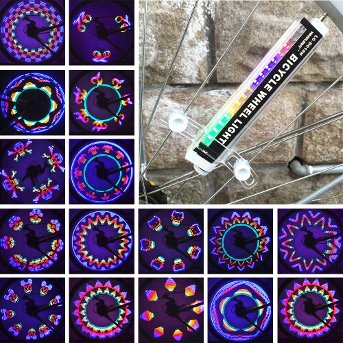 16 LED Bicycle Wheel Spoke Lights, 42 Patterns, Waterproof, 16cm 1