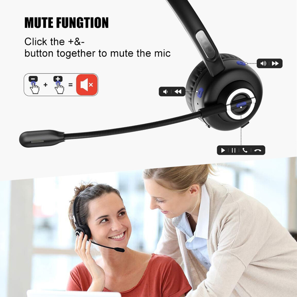 Bluetooth 5.0 Headset With Microphone, 17H Playtime, Charging Base 8271393095979