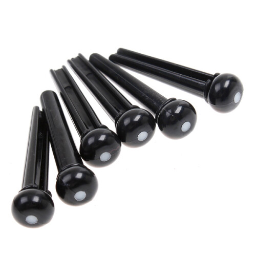 Folk Guitar Bridge Pins Saddle Nut Set, Black, ABS & Nylon 1