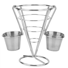 Snack Food Display Stand Double Cup French Fries Baskets Buffet Cone Holder