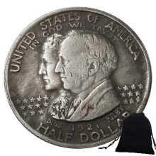 1921 Luxury Alabama Half Dollar US Art Coins America Memorial Pocket Coin Gedenkmünze Morgan Dollar Lucky Coin+Geschenktasche