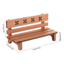 Miniature 1:12 Brown Wooden Dollhouse Bench Toy for Kids