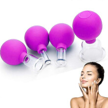 4 PCS Silikon-Vakuum-Saug-Gesichts-Koppen-Set für Gesichtsmassage und Lymphtherapie