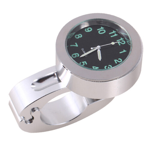 Universal Silver Waterproof Motorcycle Handlebar Mount with Glow Clock 1pc 1