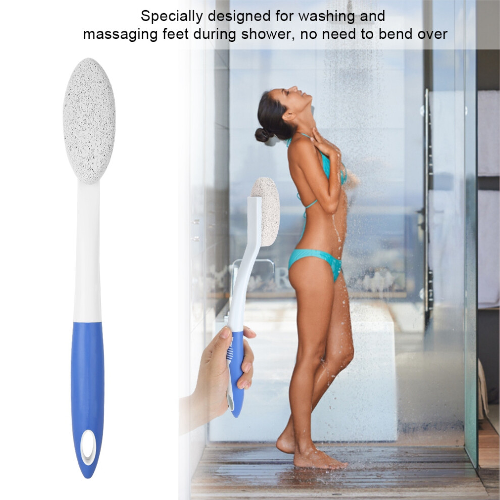 Long Handle Pumice Foot Brush with Scrubbing Stone â 35cm Blue